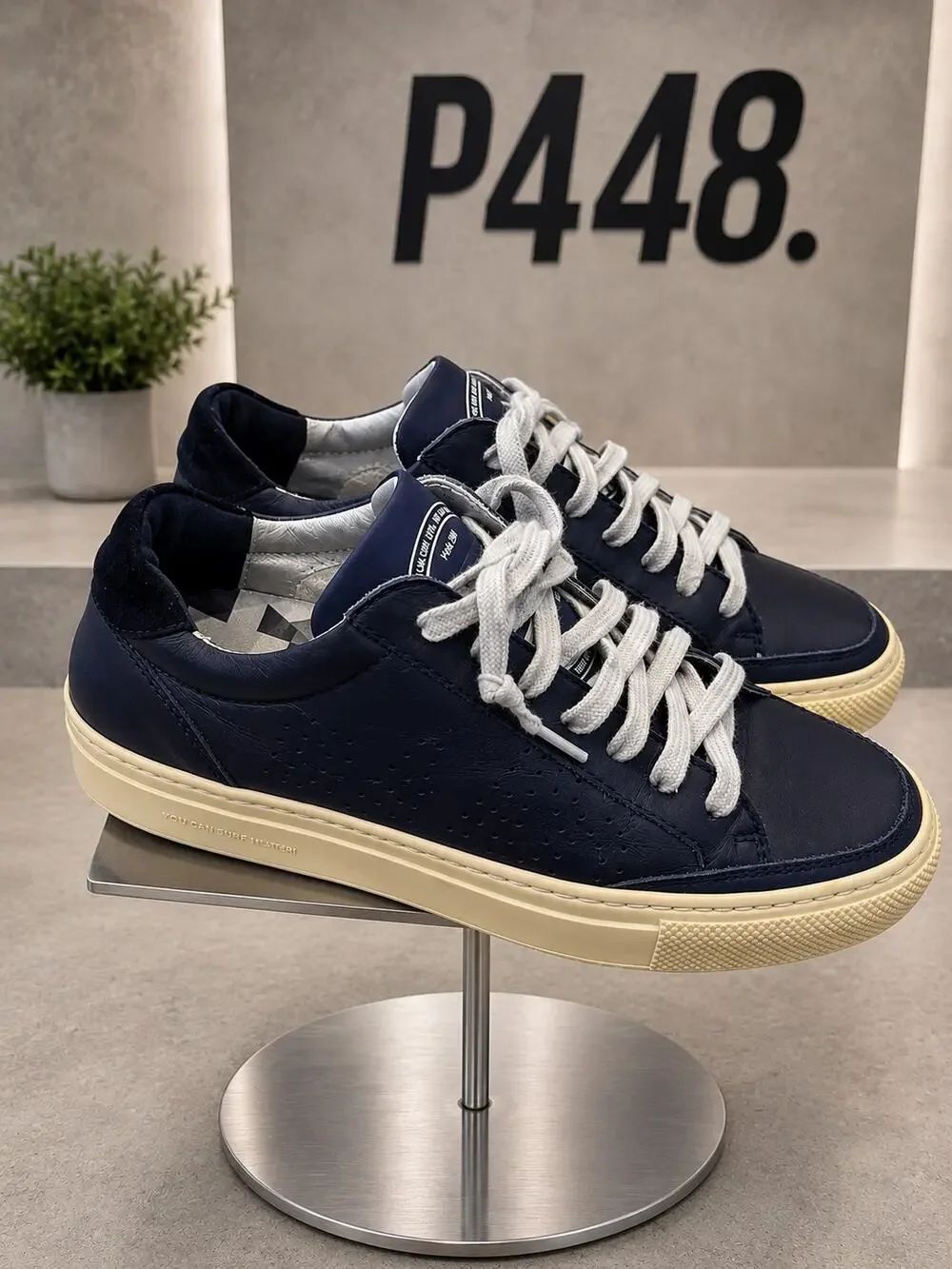 P448 John Black Leather Low Top Sneakers EU 37 US Women’s 6.5 7 Italy